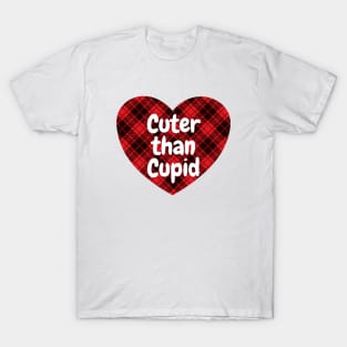 Cuter Than Cupid Red Plaid Hearts T-Shirt